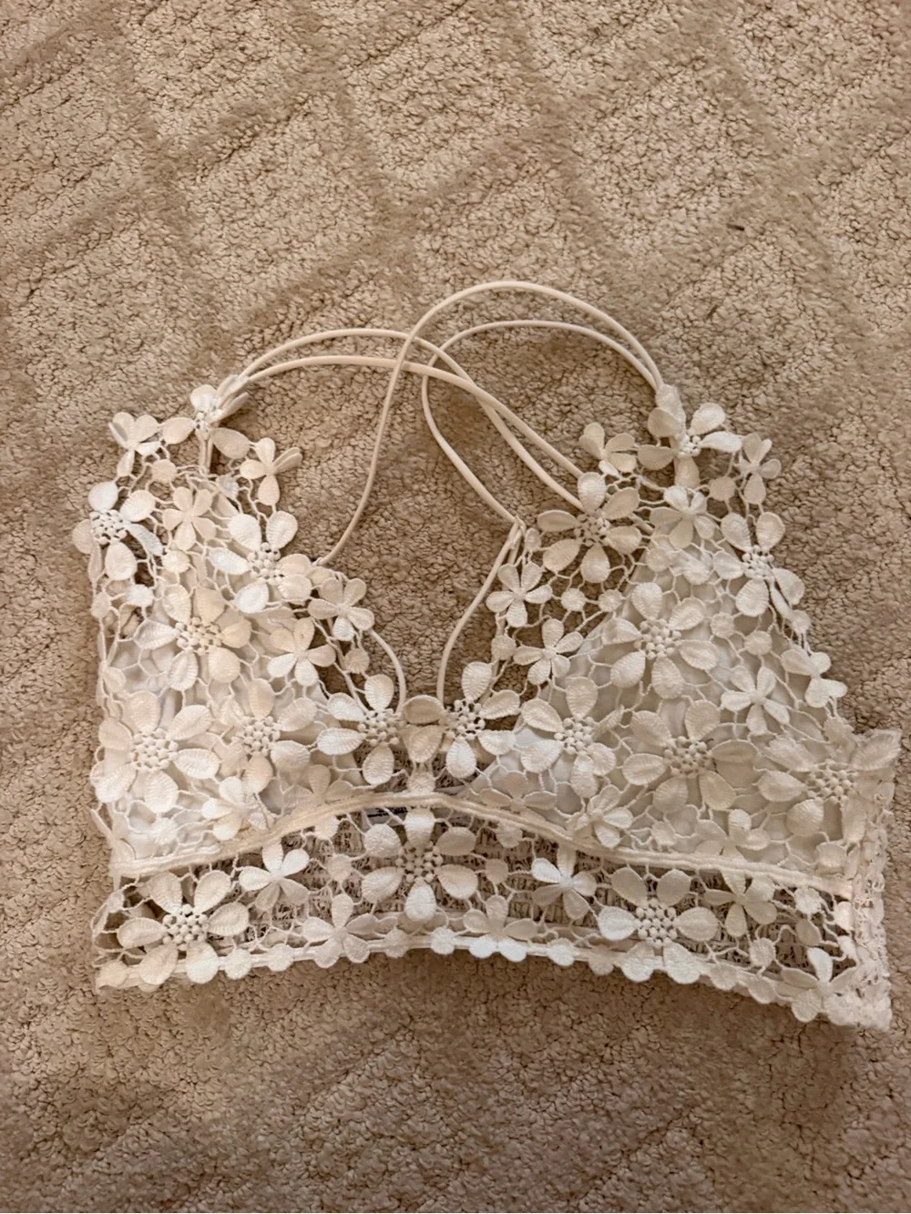 Free People Cream Crochet Lace Bralette